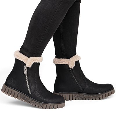 6. Gefütterte schwarze Damen-Ankle-Boots Rieker Y3481-01