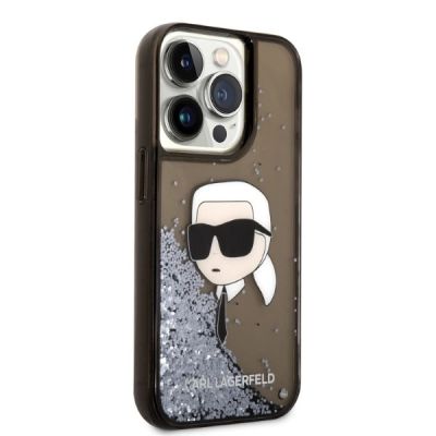 4. Karl Lagerfeld Glitzer Karl's Head Hülle für iPhone 14 Pro Max – Schwarz