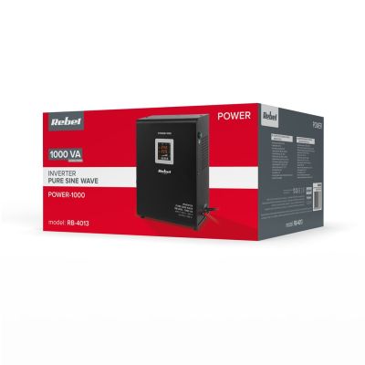 7. Rebel POWER-1000 Wandmontiertes Notstromaggregat – Sinus-Wechselrichter mit Ladefunktion, 12 V/230 V, 1000 VA/700 W