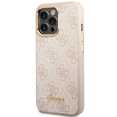 2. Guess 4G Vintage Gold Logo Hülle für iPhone 14 Pro Max – Rosa