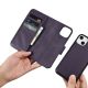 15. iCarer Wallet Case 2in1 Cover iPhone 14 Plus Anti-RFID Leder Flip Case Dunkellila (WMI14220727-DP)