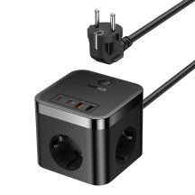 Baseus PowerCombo 3AC+2U+2C 30W EU-Steckdosenleiste (1,5 m; schwarz)