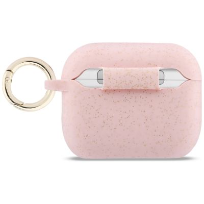 2. Guess Silikon-Glitzerringhülle für AirPods Pro 3 – Pink