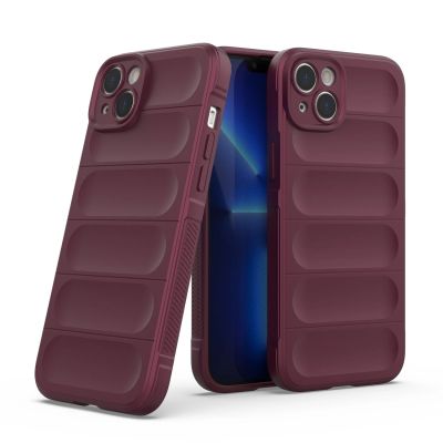 7. Magic Shield Case Hülle für iPhone 14 Plus elastische gepanzerte Hülle in Burgund