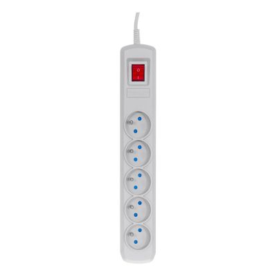 Activejet Überspannungsschutzsteckdose, 5-polig/1,5-polig (10 A; 2300 W), 1,5 m, grau