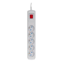 Activejet Überspannungsschutzsteckdose, 5-polig/1,5-polig (10 A; 2300 W), 1,5 m, grau