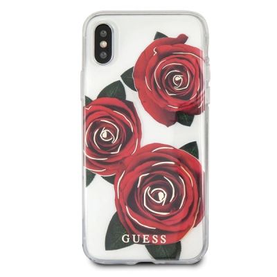 5. Guess Flower Desire Rote Rose iPhone X Hülle - Transparent