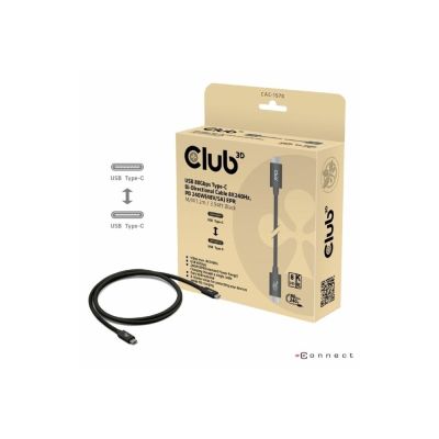 CLUB3D CAC-1570 USB-Kabel USB4 Gen 2x2 1,2 m USB-C 80 Gbit/s 240 W Schwarz