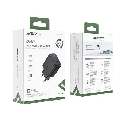 5. Acefast GaN USB Typ C Wandladegerät 30 W, PD, QC 3.0, AFC, FCP schwarz (A21 schwarz)