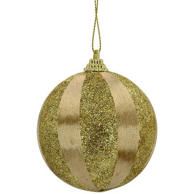 3. BRUCHSICHERE KUNSTSTOFF-KUGELN 8 CM GOLD 6 STÜCK STRIPES MICA