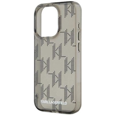 5. Karl Lagerfeld IML Mono KL Pattern & Cord Hülle für iPhone 15 Pro Max – Schwarz