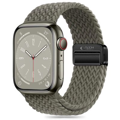 Tech-Protect Nylonmag-Armband für Apple Watch 4 / 5 / 6 / 7 / 8 / 9 / SE / Ultra 1 / 2 (42 / 44 / 45 / 49 mm) – Grün