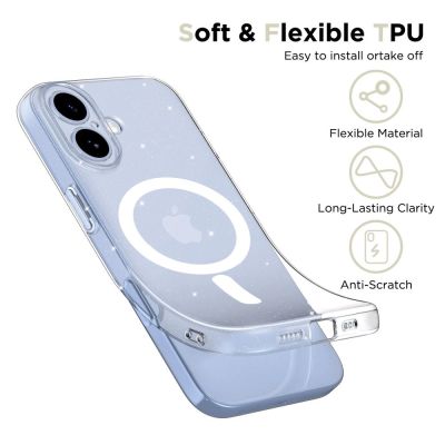 3. Tech-Protect FlexAir MagSafe Case für iPhone 17 – Klarer Glitzer