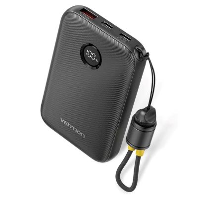 Vention Powerbank 10000mAh 2 x USB-C 1 x USB-A mit Display 22,5W schwarz