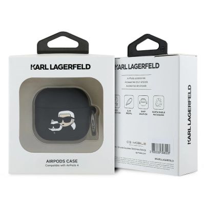 3. Karl Lagerfeld Silikon Karl&Chaupette Head 3D Case für AirPods 4 - Schwarz