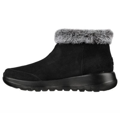4. Skechers ON-THE-GO JOY FIRST GLANCE Damen Winterstiefel aus Wildleder mit Fell, Schwarz (144041-BKGY)