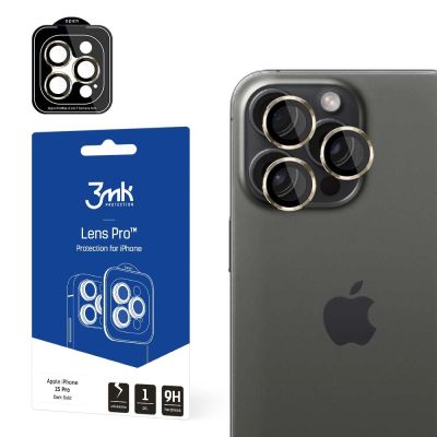 3mk Lens Protection Pro Kameraabdeckung mit goldenem Rahmen für iPhone 15 Pro