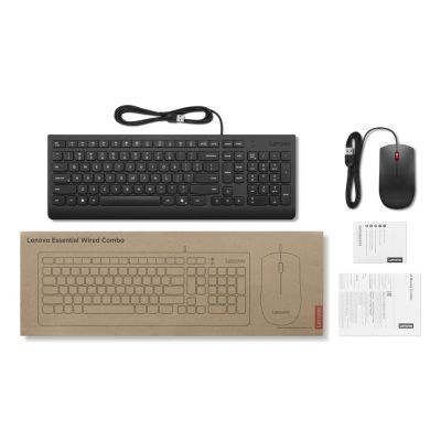 4. Lenovo Basic | Tastatur- und Maus-Set | Kabelgebunden | US/Euro | Schwarz