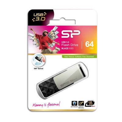 8. Pendrive Silicon Power Blaze B30 64GB USB 3.1 schwarz (SP064GBUF3B30V1K)