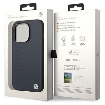 8. Hülle BMW BMHMP14XSLLNA iPhone 14 Pro Max 6.7" Navy/Navy Hardcase Leder Hot Stamp MagSafe