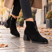 Schwarze Damen-Lederstiefeletten mit Blockabsatz Filippo DBT8200