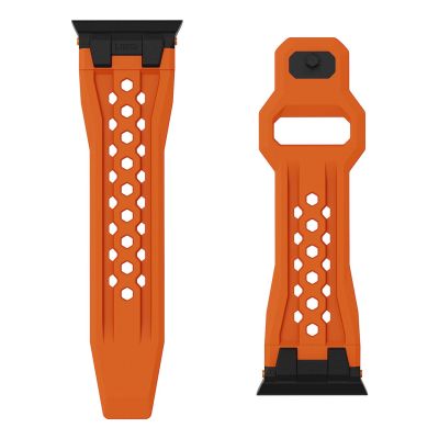 6. UAG Monarch - FKM-Armband für Apple Watch Serie 4-6 & SE 1-3, 44 mm / Serie 7-9, 45 mm / Serie 10-11, 46 mm / Ultra 1-3, 49 mm (orange / schwarzes Titan)