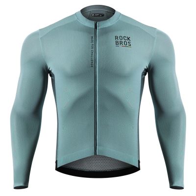 Rockbros 15120015017 ROAD TO SKY Herren-Radtrikot, langärmlig, Größe M – grau-blau