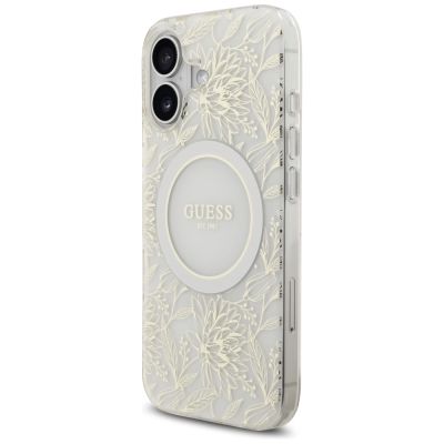 3. Guess IML Flowers Electro Pearl Strap MagSafe Hülle für iPhone 17 - weiß