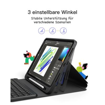 4. inateck N0001 Schwarze Bluetooth-Tastatur-Hülle für iPad 11