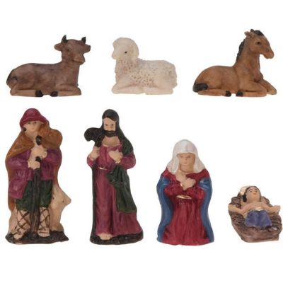10. Krippenfiguren, 7 Stück, 6,5 cm