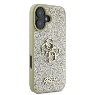 4. Guess Fixed Glitter Big 4G Hülle für iPhone 16 Plus – Gold