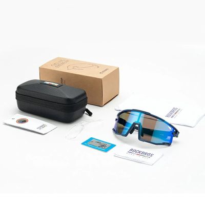 4. Rockbros SP258 ROAD TO SKY Radbrille mit polarisierten blauen Gläsern – Marineblau