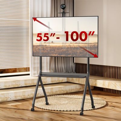 20. MACLEAN TV-Wagen mit Kameraablage, auf Rollen, 55–100 Zoll, max. Traglast 120 kg/10 kg Ablage, max. VESA 900 x 600, MC-114 B