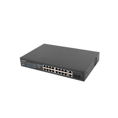 19. LANBERG Switch Rack 19" 16x 100MB PoE+/2x Combo Gigabit 150W Unmanaged RSFE-16P-2C-150