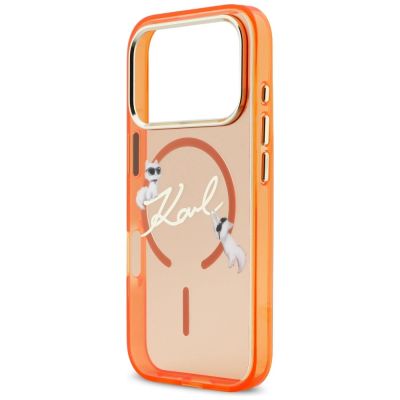 6. Karl Lagerfeld IML Choupettes Karl Script Logo MagSafe Hülle für iPhone 17 Pro Max - Orange