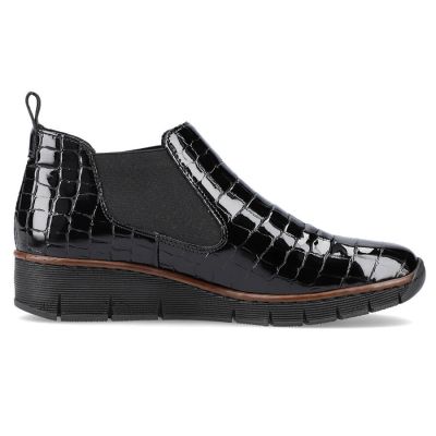 57. Rieker W R474 Schlangenleder Stiefeletten schwarz