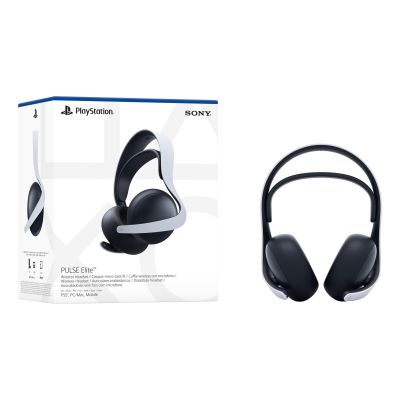 7. Sony PULSE Elite Kabelgebundenes & Kabelloses Bluetooth-Gaming-Headset mit Kopfbügel und Ladestation, Schwarz, Weiß