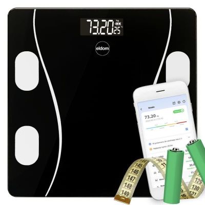 5. ELDOM SMART PERSONALWAAGE TWO610 ILIIE BIS 180 KG, BMI, BMR, LBM INDEX APP KOMPATIBEL MIT ANDROID UND