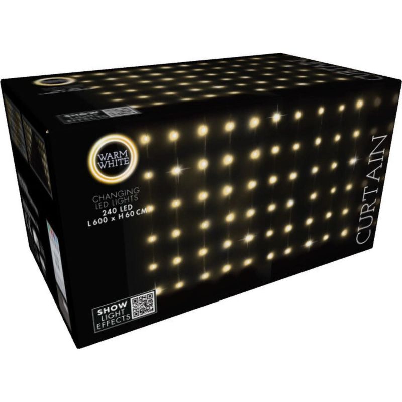 12. Weihnachtsbaumbeleuchtung, Lichtvorhang für den Außenbereich/Innenbereich, 240 LEDs, 600 x 60 cm, mit Fernbedienung, warmweiß