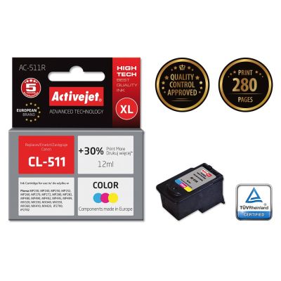 2. Activejet AC-511R Tinte (Ersatz für Canon CL-511; Premium; 12 ml; Farbe)