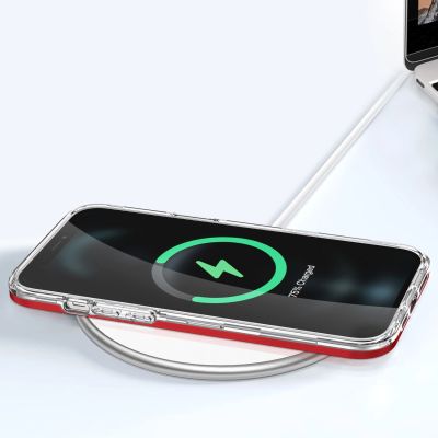 7. Klare 3-in-1-Hülle für iPhone 12 Pro Rahmen-Gel-Cover rot