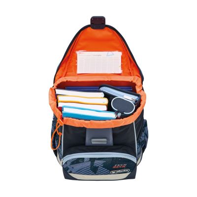 16. Herlitz UltraLight Plus TechMech Schulrucksack-Set für Jungen, Polyester, Blau, Orange