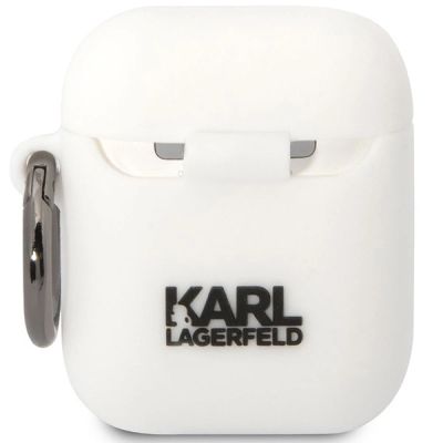 2. Karl Lagerfeld KLACA2SILKCW AirPods 1/2 Hülle weiß/weiß Silikon Karl & Choupette