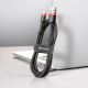 5. Baseus Cafule Cable strapazierfähiges Nylonkabel USB / USB-C QC3.0 2A 3M schwarz-rot (CATKLF-U91)