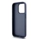 7. DKNY Lederhülle mit Monostreifen und Metalllogo für iPhone 15 Pro – Blau