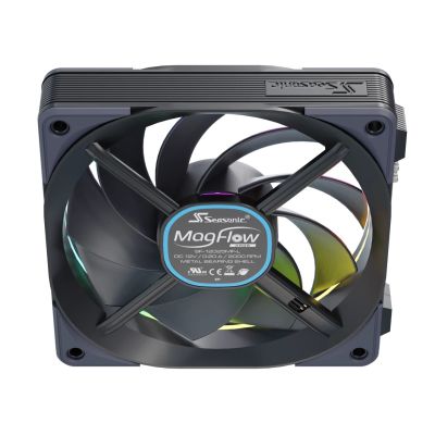 5. Seasonic MagFlow ARGB Computergehäuselüfter 12cm Schwarz 3 Stück.