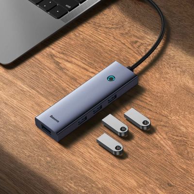 14. Baseus UltraJoy Serie 5-in-1 USB-C HDMI 4K 4x USB-A 3.0 Hub – Grau