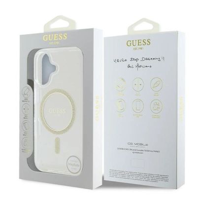 8. Guess IML Glitter Circle MagSafe Hülle für iPhone 16 – transparent