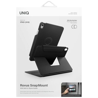 10. Uniq Rovus Snapmount Magnetic 360 Rotating Detachable Case für iPad 11" 2025 / iPad 10.9" 2022 (10. Gen.) - Schwarz