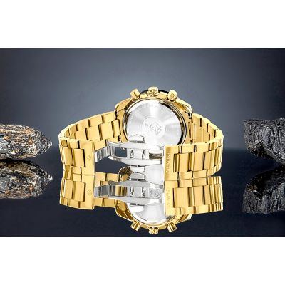 6. Giewont Herrenuhr Chronograph Saphir Gold Schwarz GW8720-B4